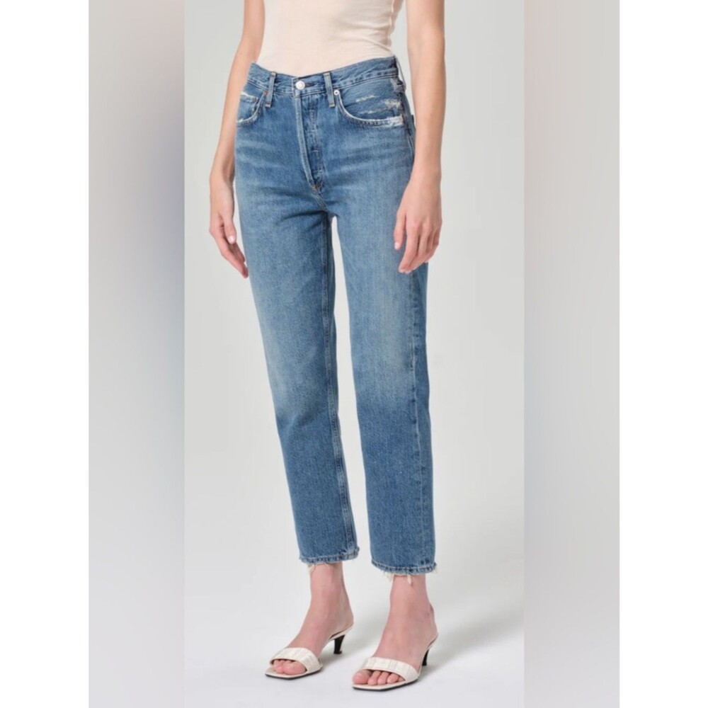 AGOLDE Riley High Rise Crop Denim Jeans Straight Leg. Size 24. - Picture 4 of 11